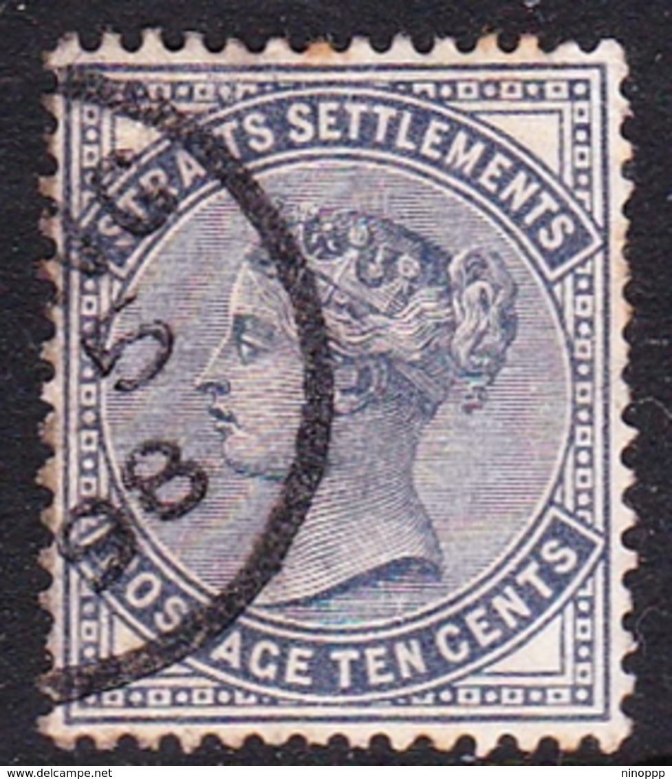 Malaysia-Straits Settlements SG 53 1872 Queen Victoria 10c Slate, Used - Straits Settlements