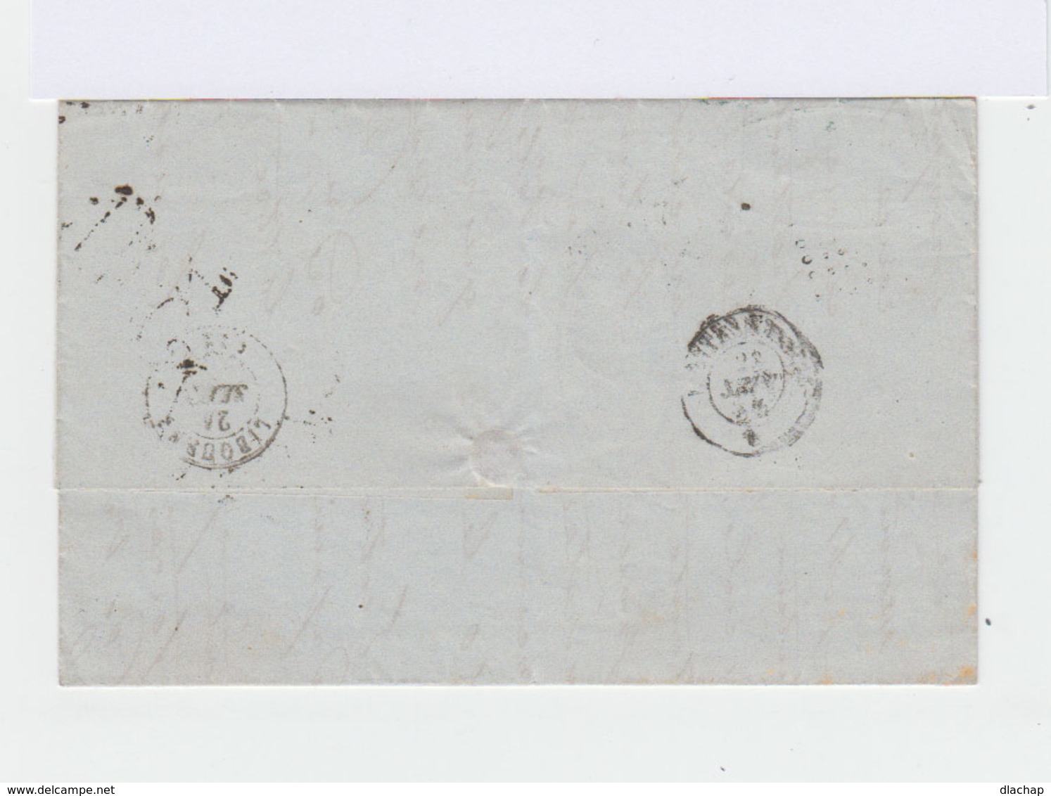 Timbre Sur Lettre Napoléon III 20 C. Bleu . Oblitéré Losange. CAD Brest 1854 (513) - 1849-1876: Période Classique