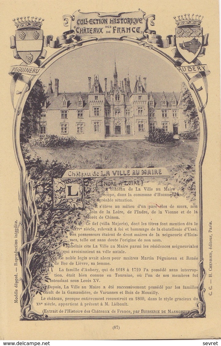 Collection Historique Des Châteaux De France.- Château De LA VILLE AU MAIRE ( Indre Et Loire) - History