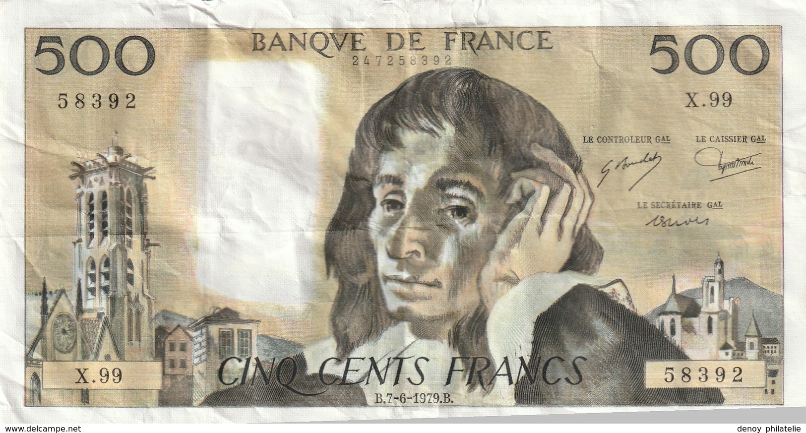 500 Francs Pascal Date 7 6 197B    TB - 500 F 1968-1993 ''Pascal''