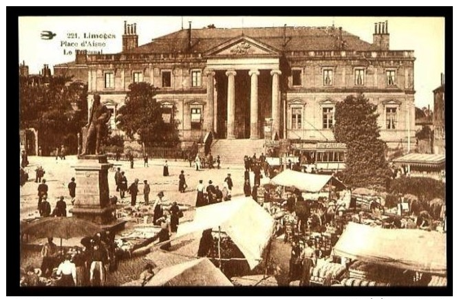 LIMOGES - 221 : Place D' Aisne, Le Tribunal - (Beau Plan Animé Avec Marché En Plein Air) - Limoges