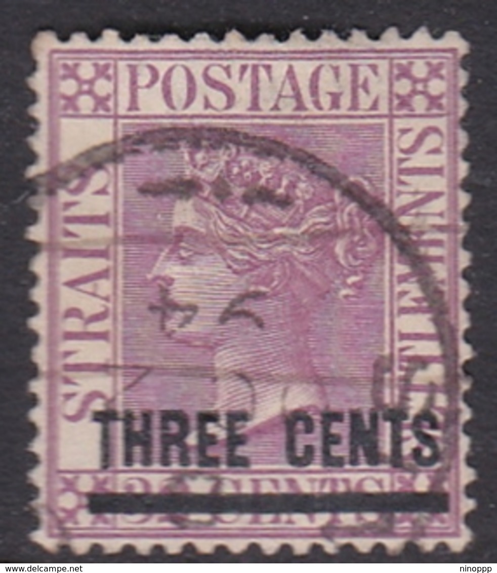 Malaysia-Straits Settlements SG 83 1885 Queen Victoria 3c On 32c Magenta, Used - Straits Settlements