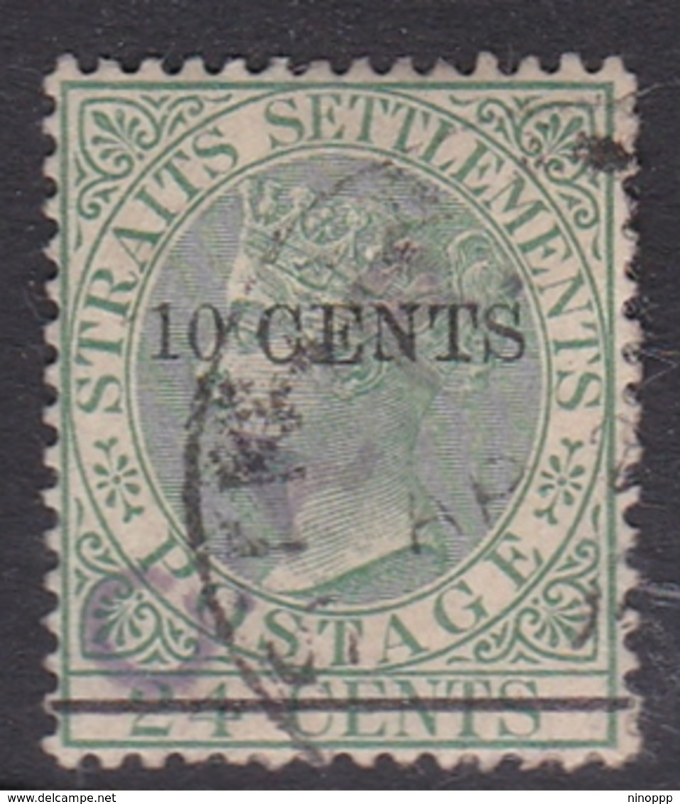 Malaysia-Straits Settlements SG 86 1891 Queen Victoria 10c O 24c Yellow Green, Used - Straits Settlements