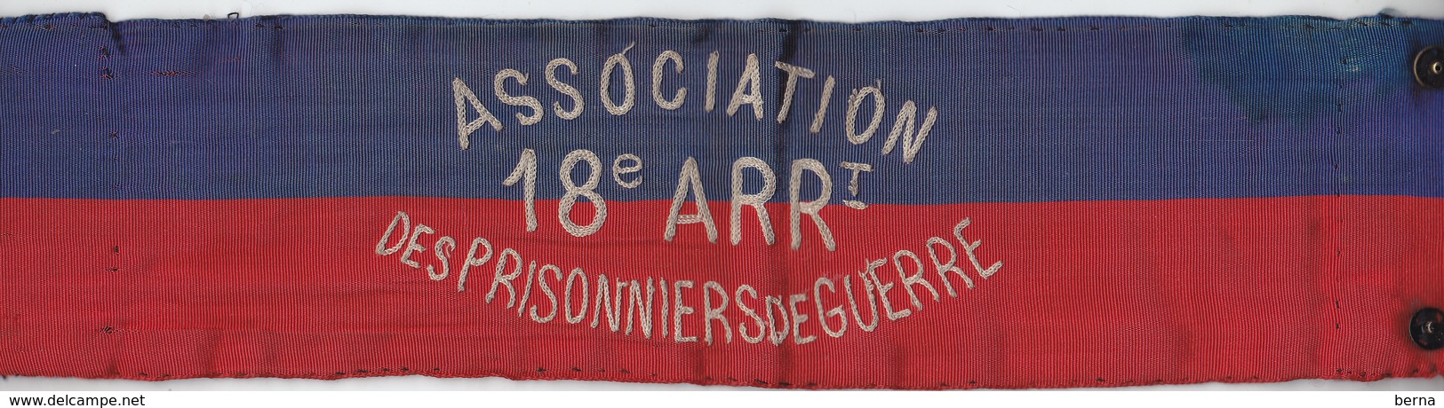 BRASSARD 300*75 Mm ASSOCIATION PRISONNIERS DE GUERRE 75018 - Blazoenen (textiel)