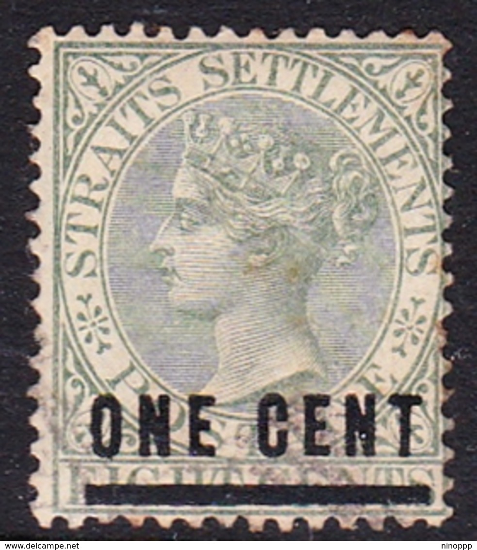 Malaysia-Straits Settlements SG 93 1892 Queen Victoria One Cent On 8c Green, Mint Hinged - Straits Settlements