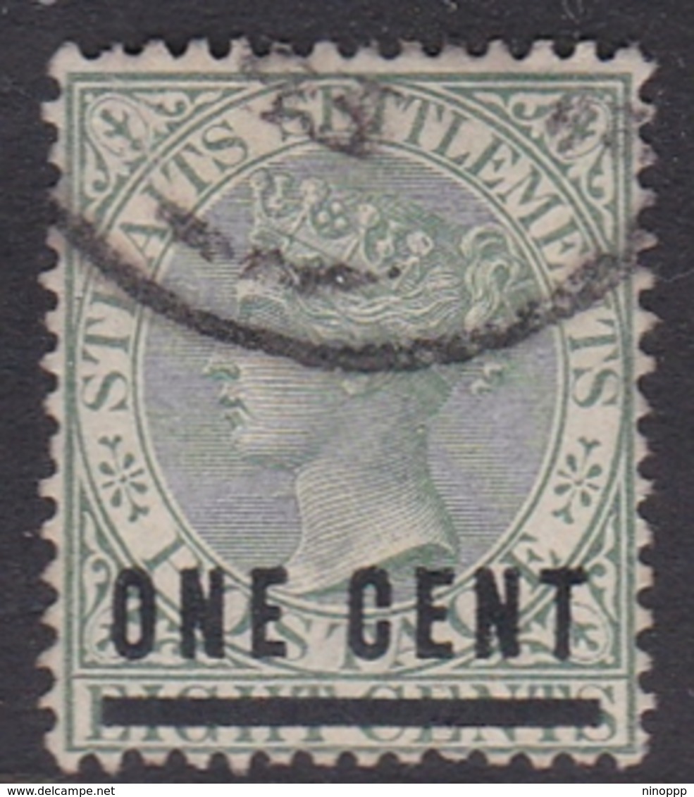 Malaysia-Straits Settlements SG 93 1892 Queen Victoria One Cent On 8c Green, Used - Straits Settlements