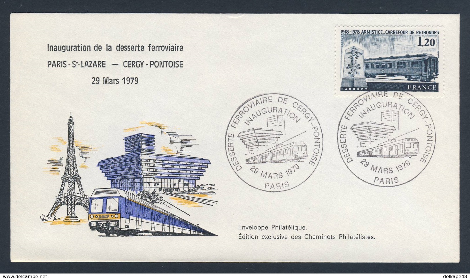 France Rep. Française 1979 Cover / Brief / Enveloppe - Inaug. Rail Service Paris-St.-Lazare - Cergy - Pontoise/Eisenbahn - Trains