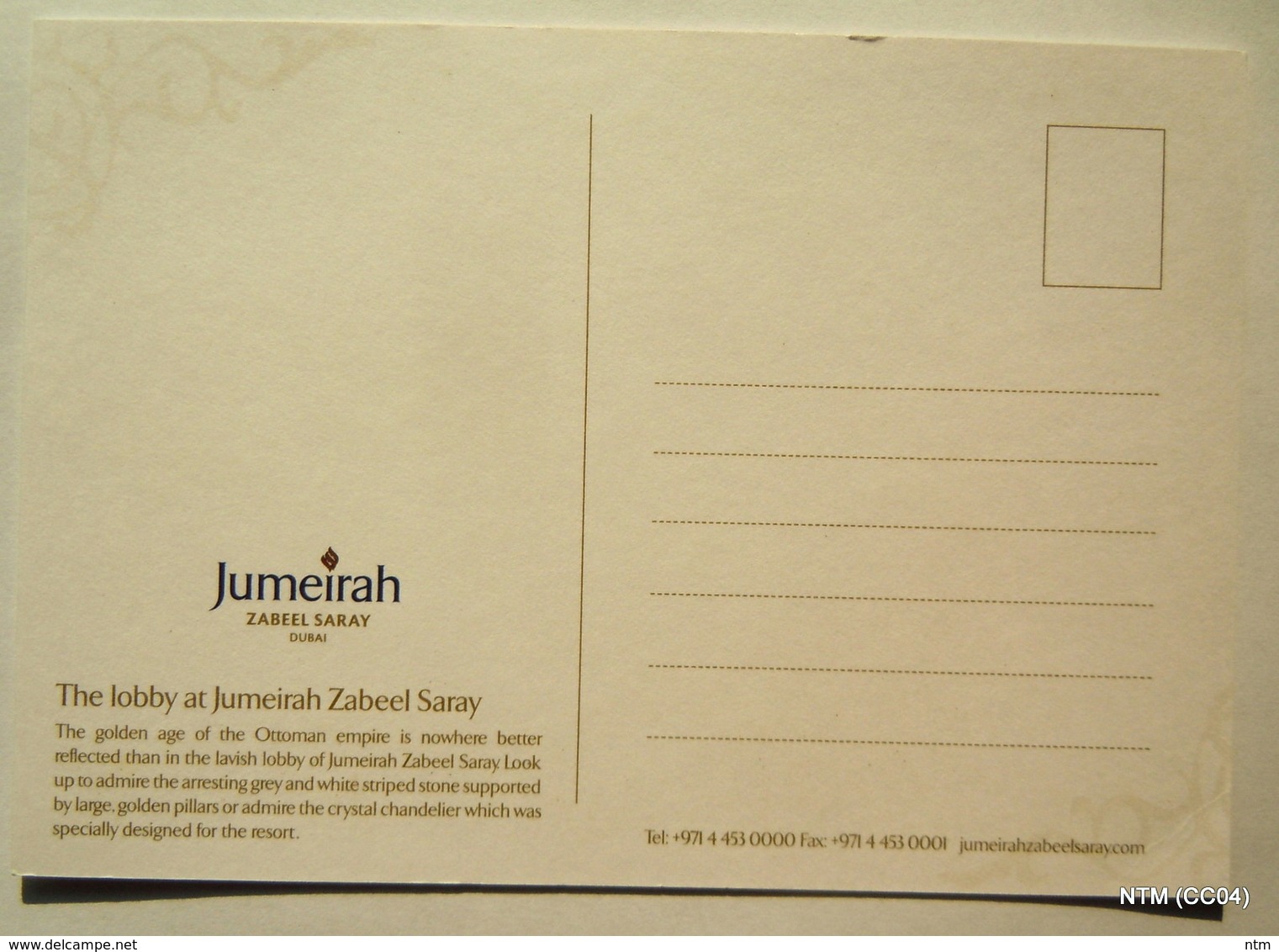 UAE DUBAI Picture Post Card (with An Envelope) Showing The Lobby In Hotel 'Jumeirah Zabeel Saray' In Dubai, UAE - Dubai