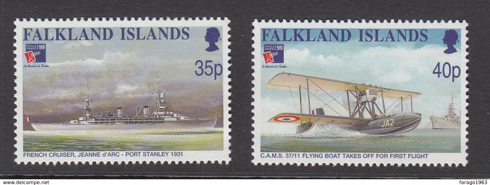 1999 Falkland Islands France Navy Air Force Aviation Navy Complete Set Of 2 MNH - Falkland Islands