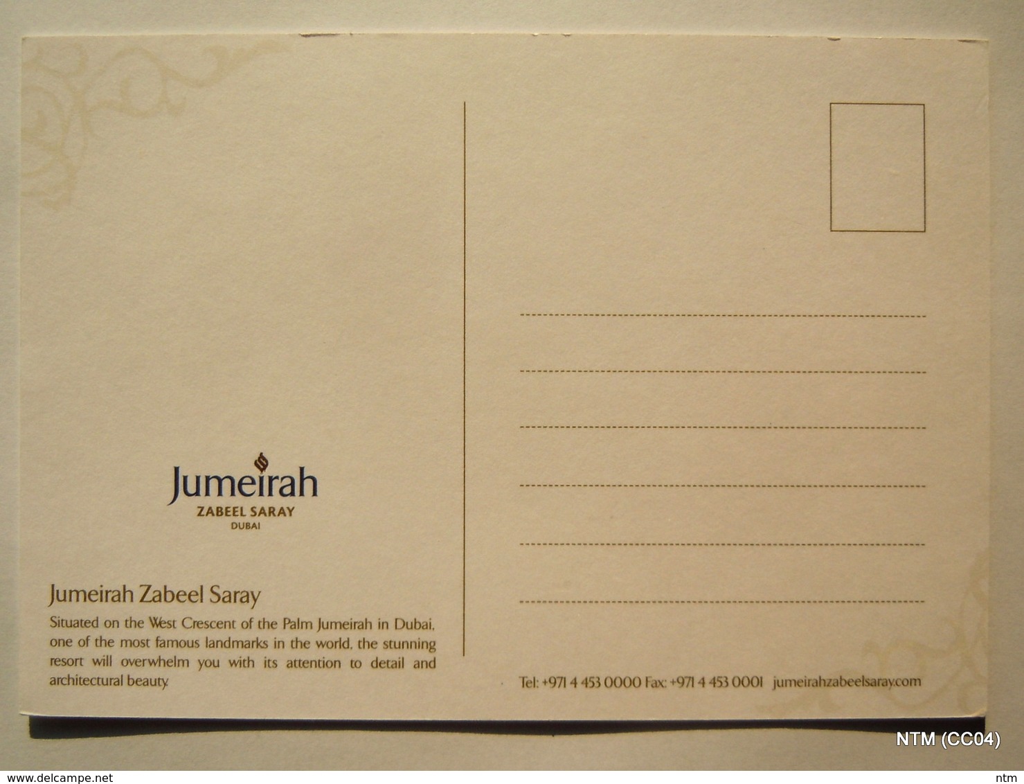 UAE DUBAI Picture Post Card (with An Envelope) Showing The Hotel 'Jumeirah Zabeel Saray' In Dubai, UAE - Dubai