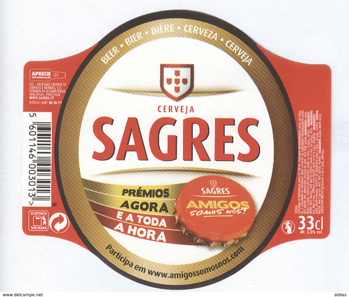 Portugal Beer Label AMIGOS 33cl Cerveja Sagres - Beer