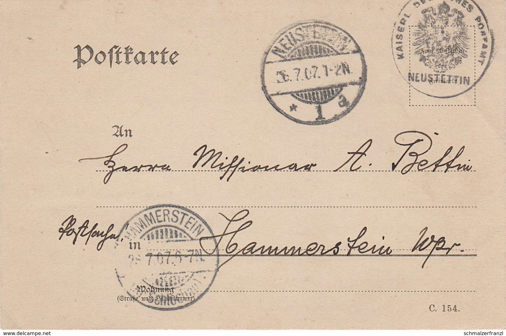 Postkarte Ganzsache Deutsches Reich Kaiserreich Stempel Kaiserlich Deutsches Postamt Neustettin Szczecinek Pommern - Briefe U. Dokumente