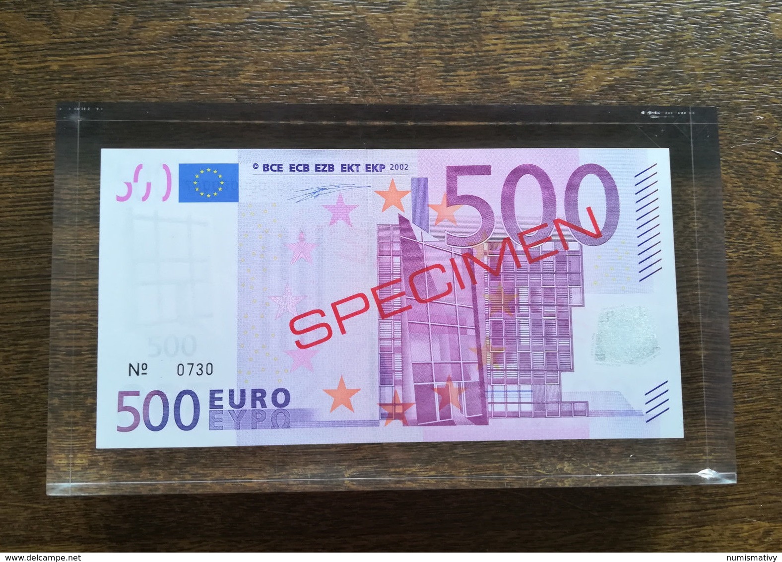 ESSAI Billet 500 EURO Dans Bloc Plexi SPECIMEN De La BCE Probe Testnote Test - 500 Euro