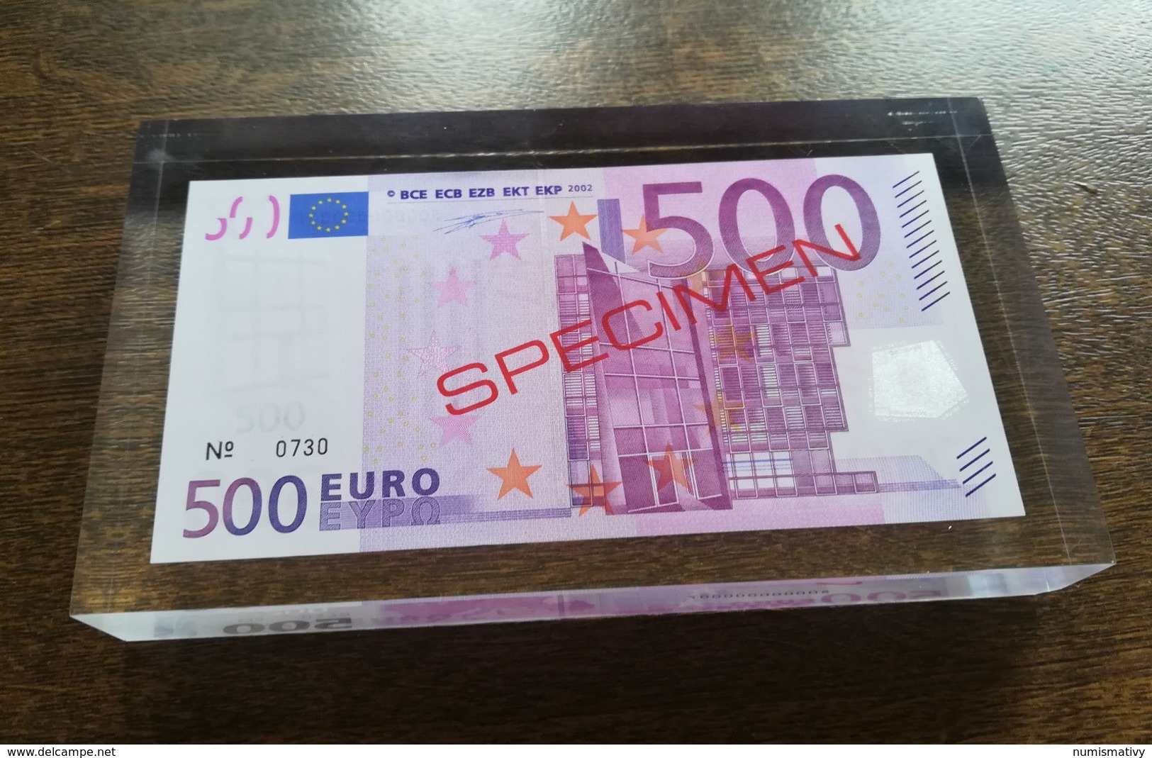 ESSAI Billet 500 EURO Dans Bloc Plexi SPECIMEN De La BCE Probe Testnote Test - 500 Euro