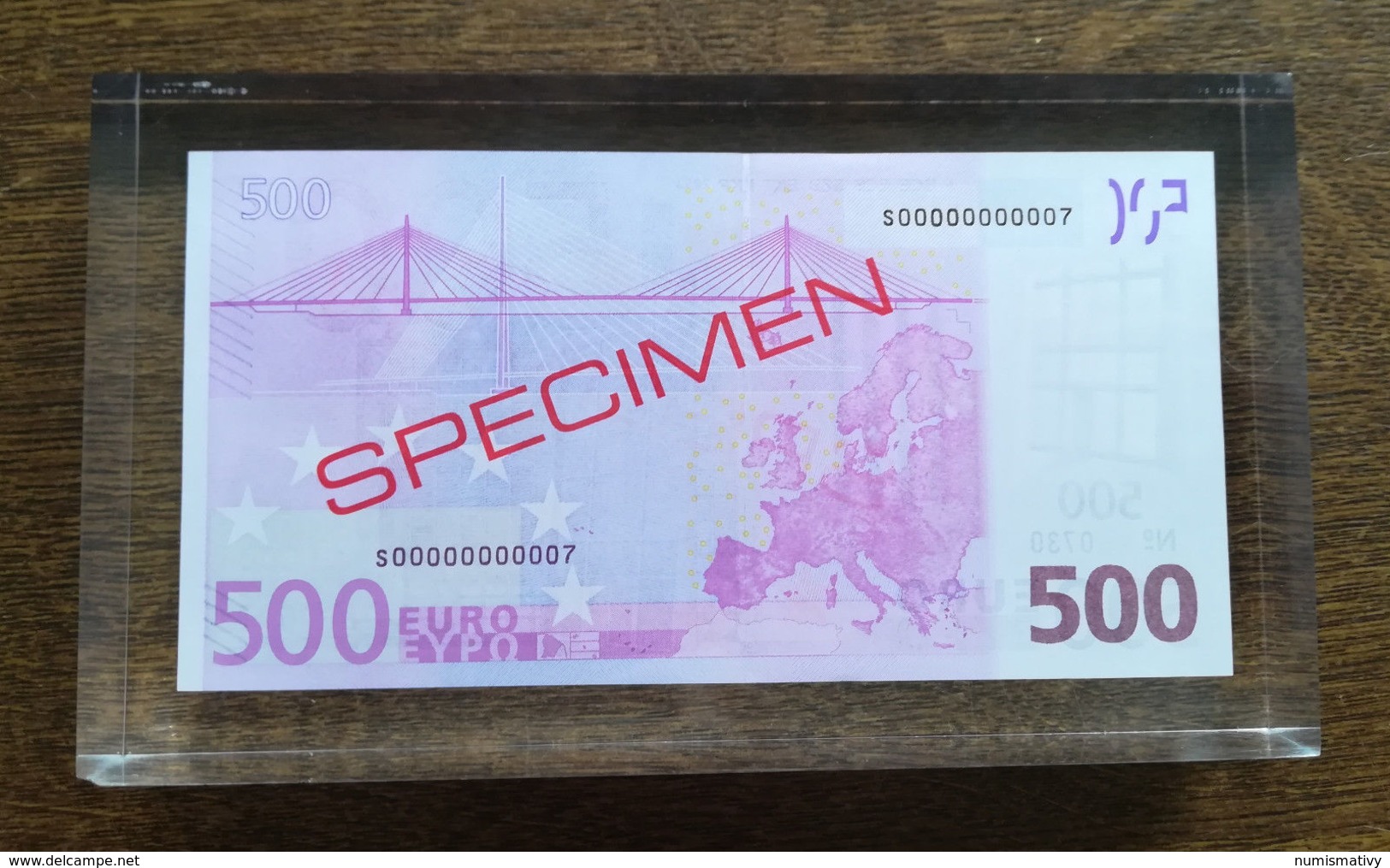 ESSAI Billet 500 EURO Dans Bloc Plexi SPECIMEN De La BCE Probe Testnote Test - 500 Euro