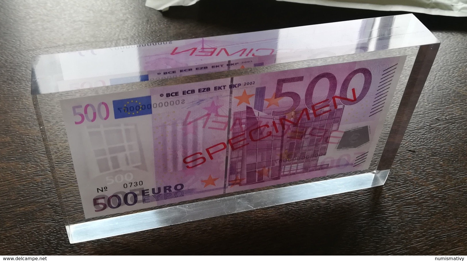 ESSAI Billet 500 EURO Dans Bloc Plexi SPECIMEN De La BCE Probe Testnote Test - 500 Euro