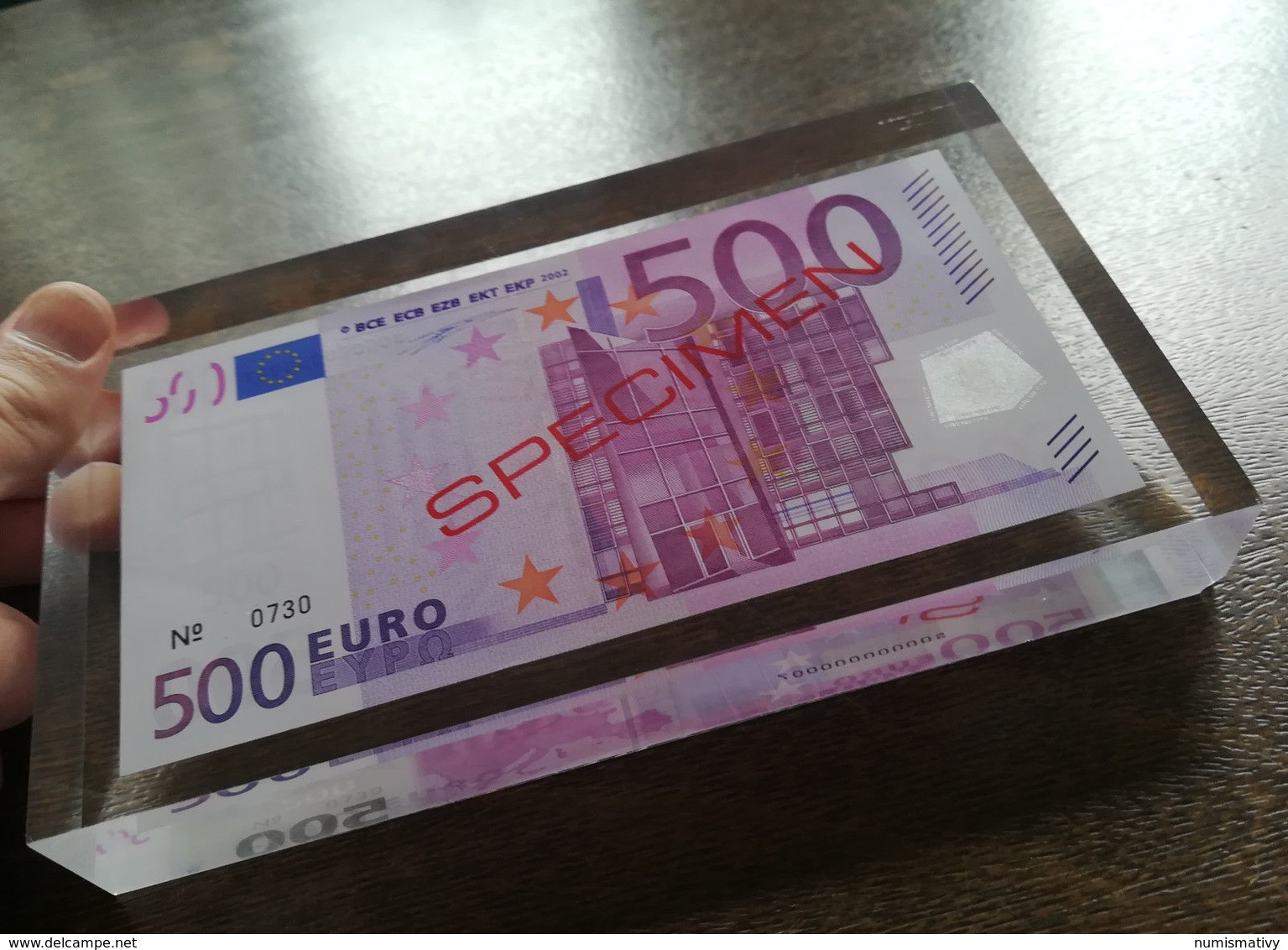 ESSAI billet 500 EURO dans bloc plexi SPECIMEN de la BCE probe testnote test