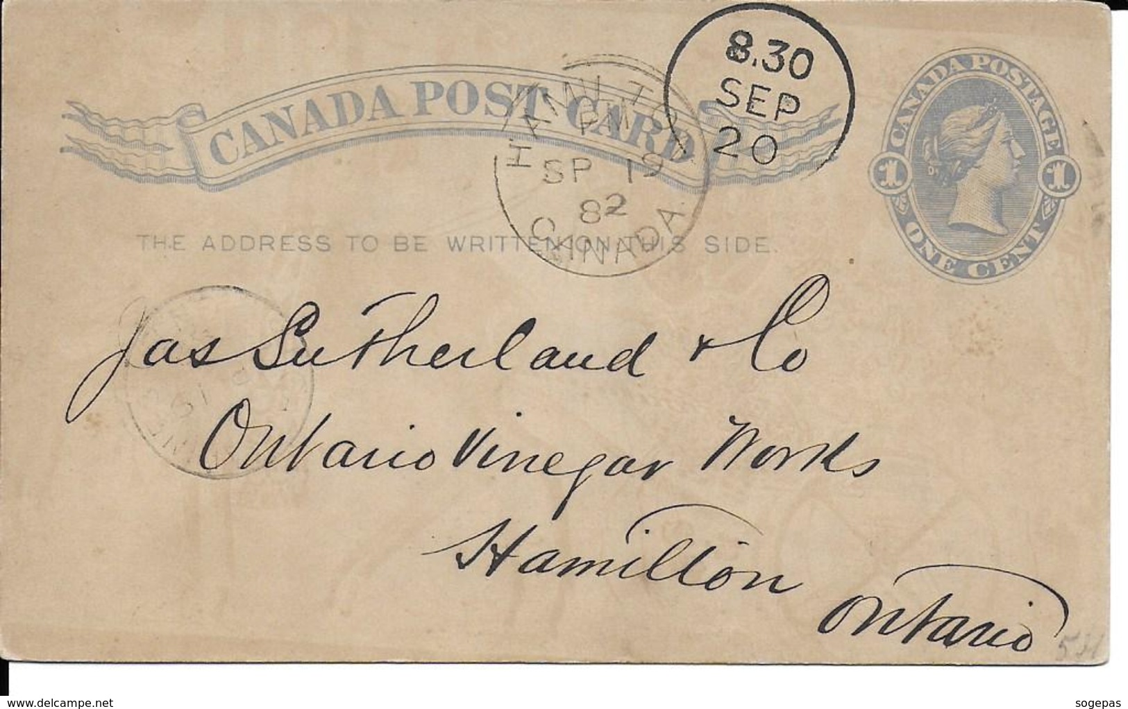 CANADA POST CARD ONE CENT - 1860-1899 Règne De Victoria