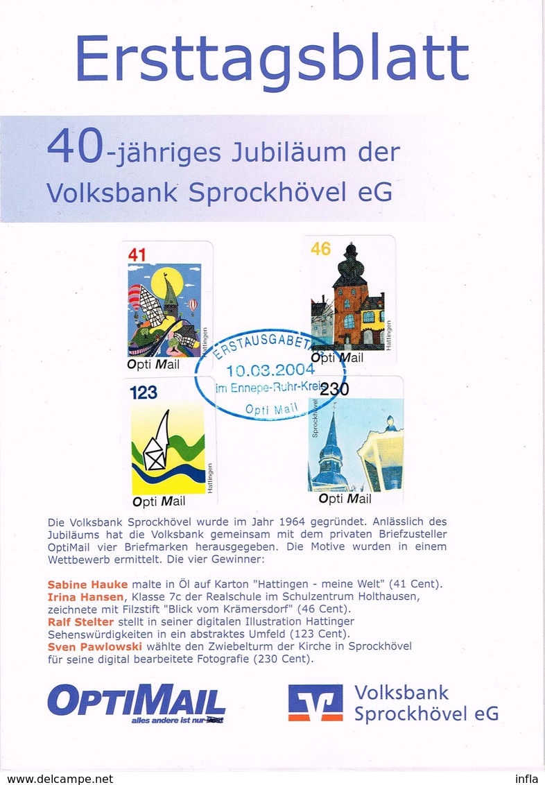 OptiMail 2004 , Ausgabe Hattingen **/ Mit ESST, Erstagsblatt - Privatpost