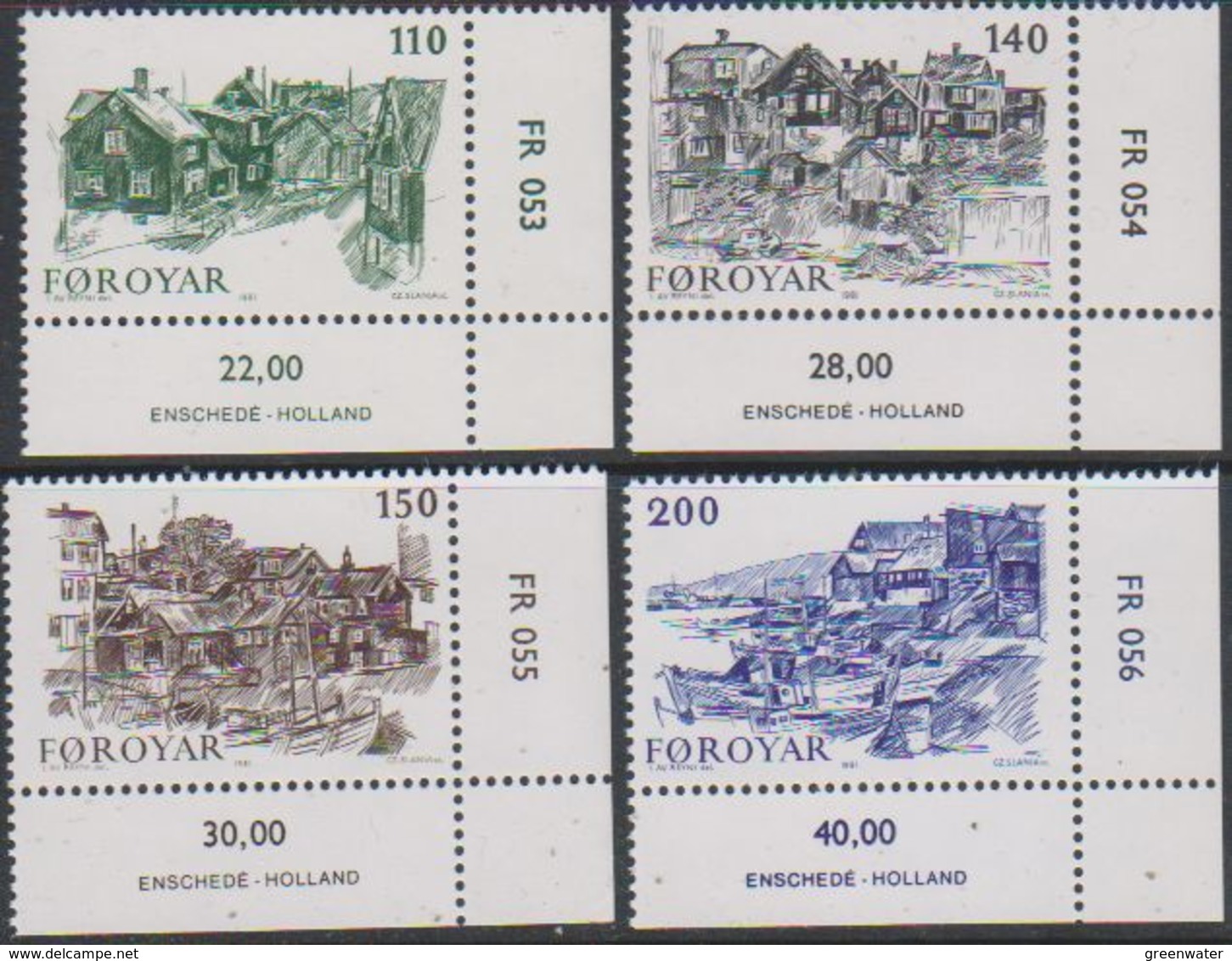 Faroe Islands 1981 Old Torshavn 4v (corner)  ** Mnh (38959B) - Faeroër