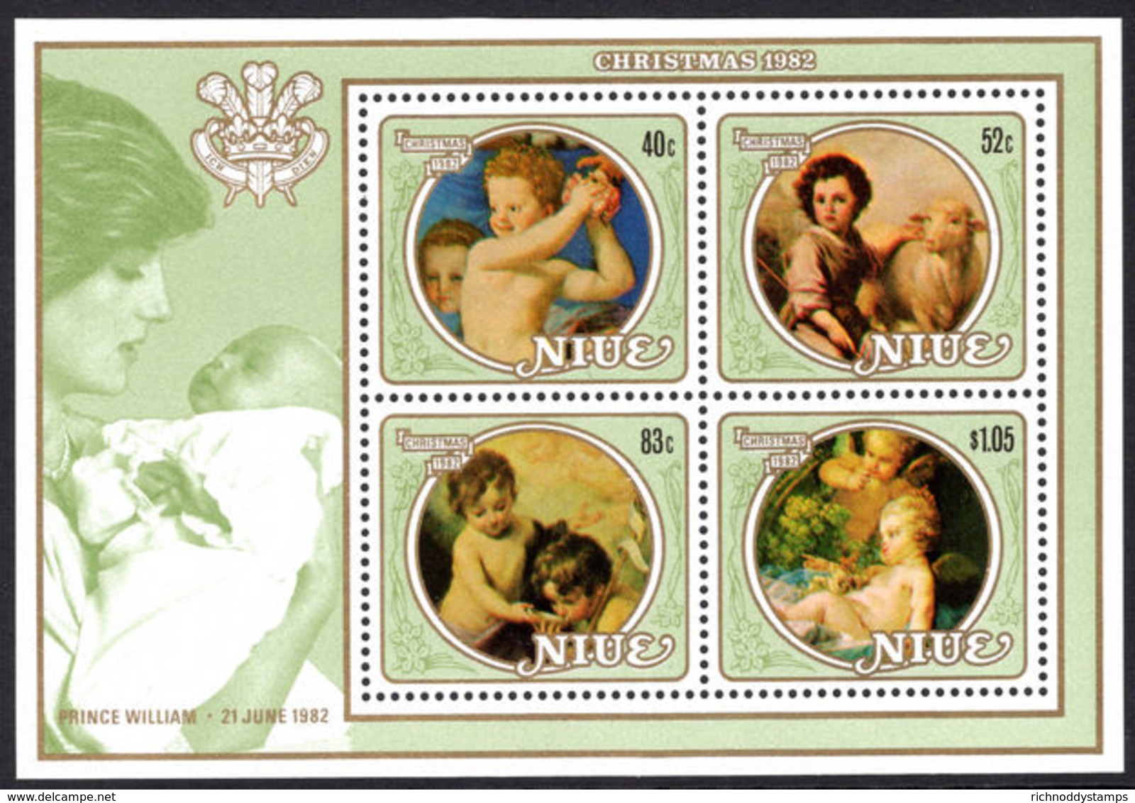 Niue 1982 Prince William Paintings Souvenir Sheet Unmounted Mint. - Niue