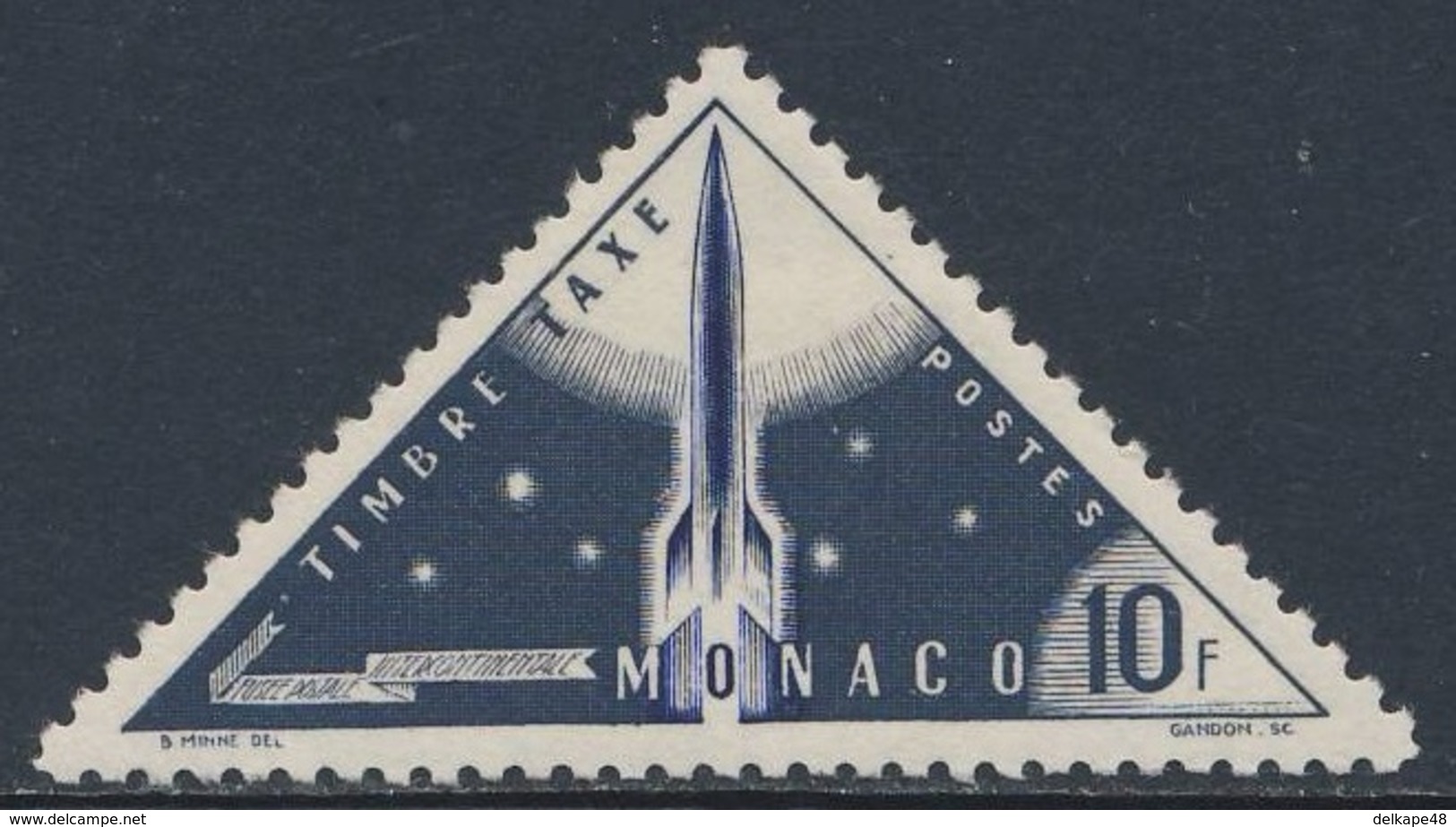 Monaco 1953 Mi 51 YT 49 - Timbre Taxe / Portomarke * MH - Postal Rocket / Weltraum-Rakete / Fusée - Post