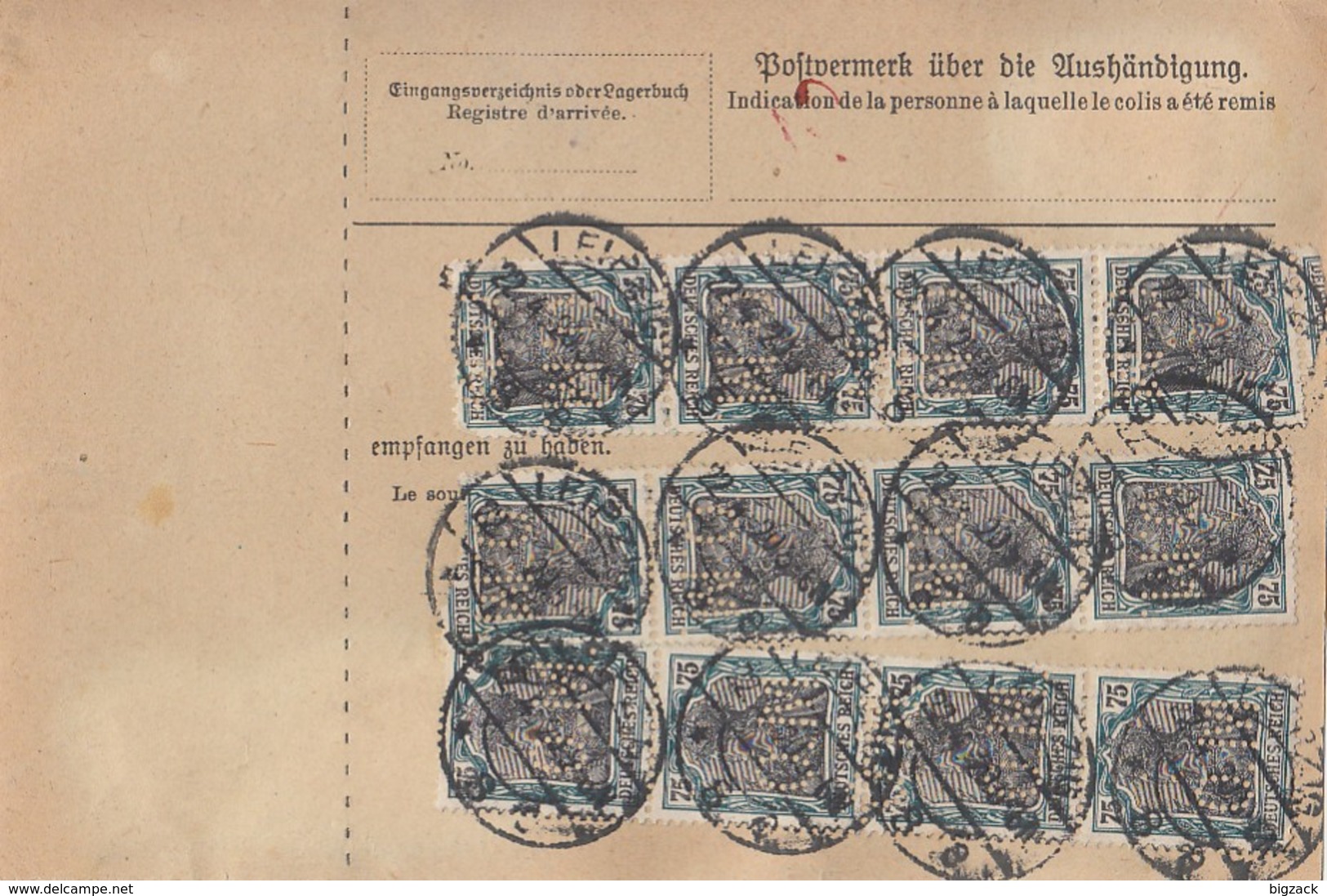 DR Paketkarte Mef Minr.16x 104 Leipzig 22.4.20 Perfins O.M. - Briefe U. Dokumente