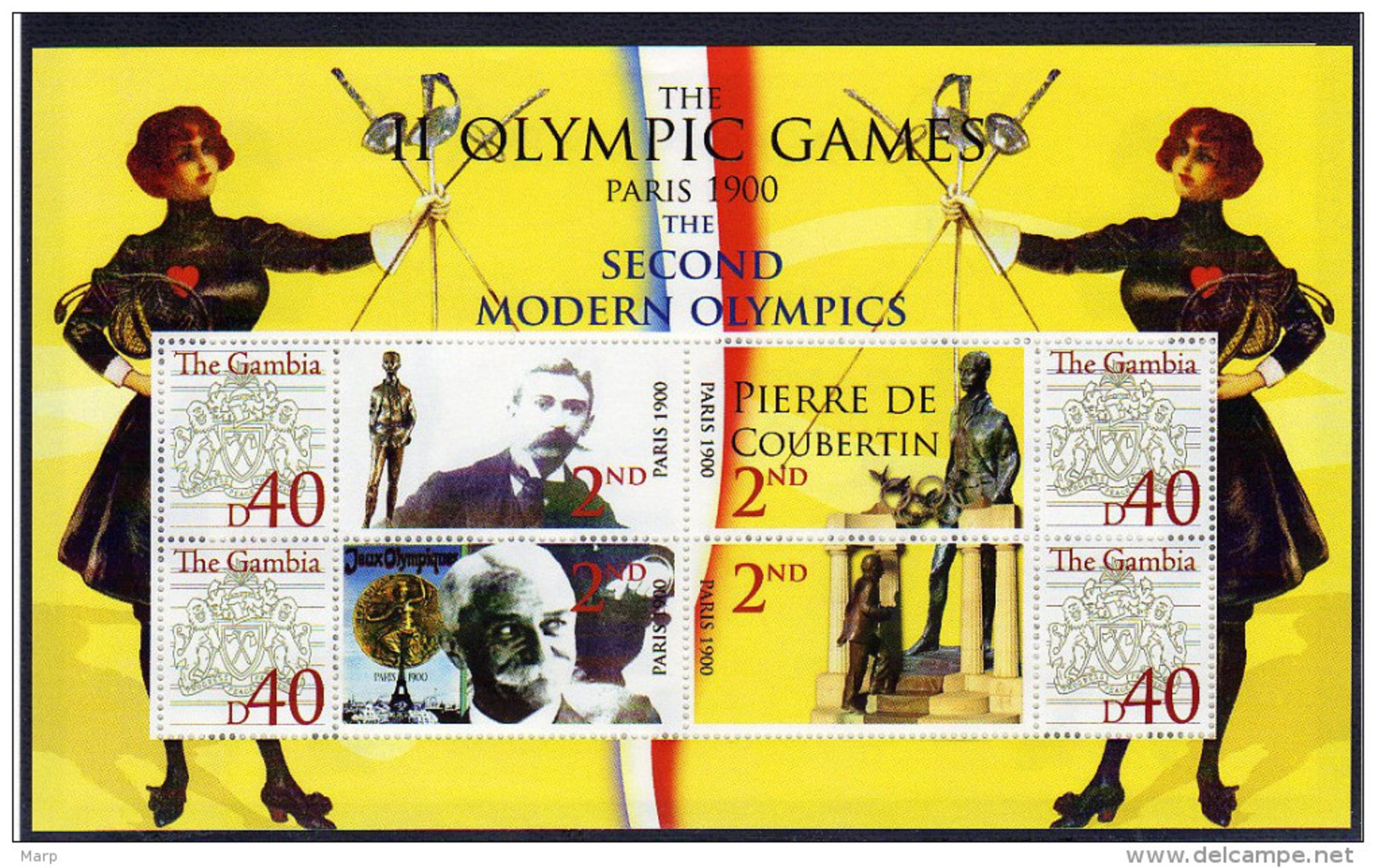 Gambia 2008 Personalized Stamps S/Sheet Mnh Olympic With Pierre Coubertin. - Verano 1900: Paris