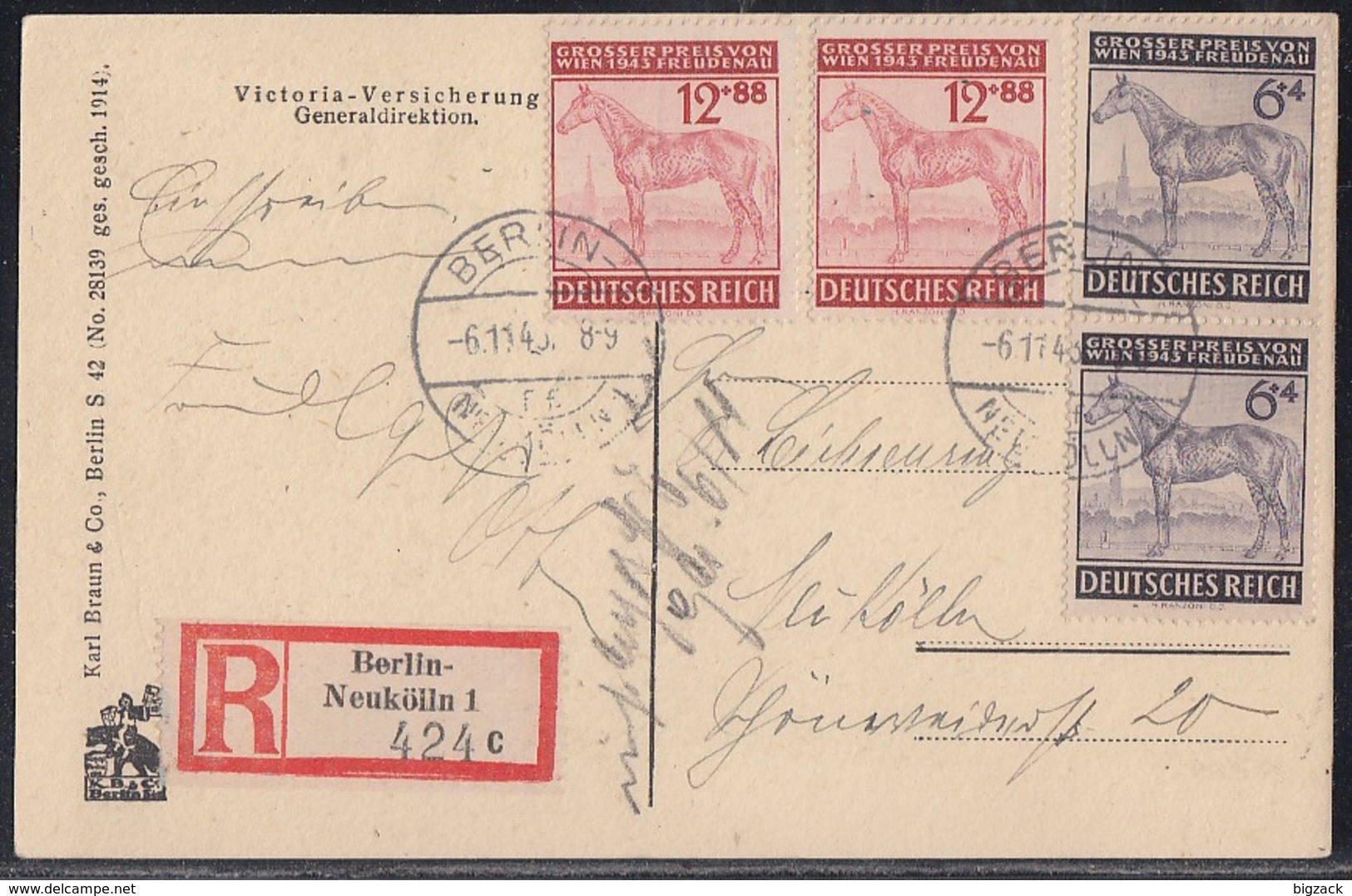 DR Orts-R-AK Mif Minr.2x 857,2x 858 Berlin 6.11.43 - Covers & Documents