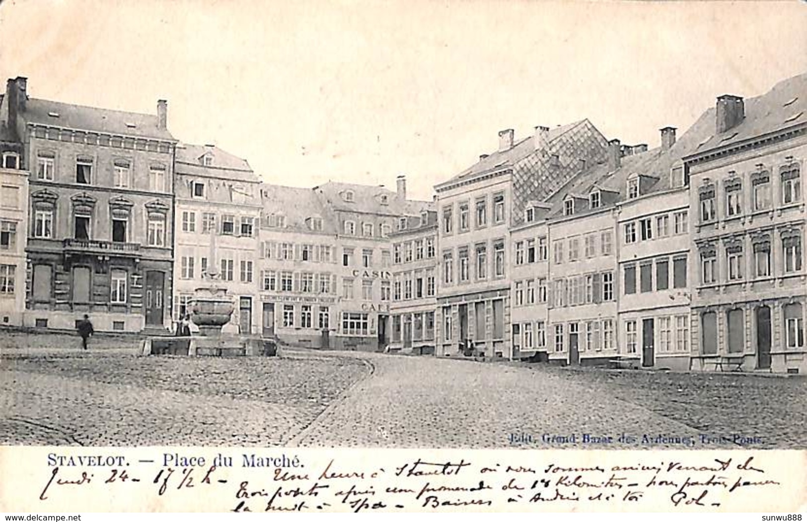 Stavelot - Place Du Marché (Edit. Grand Bazar Des Ardennes, Animée, 1905, Marcovici...légère Découpe) - Stavelot