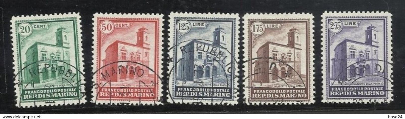 1932 San Marino Saint Marin Palazzetto Delle Poste Serie Di 5v. Usata USED - Gebruikt