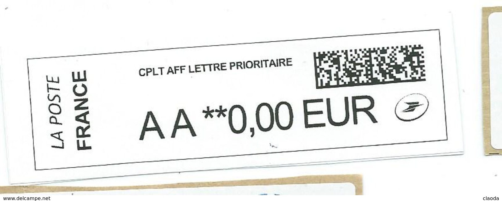V 34 - NOUVELLE VIGNETTE QR - CODE DATAMATRIX -CPLT AFF - AA LETTRE PRIORITAIRE 0,00 € - Autres & Non Classés