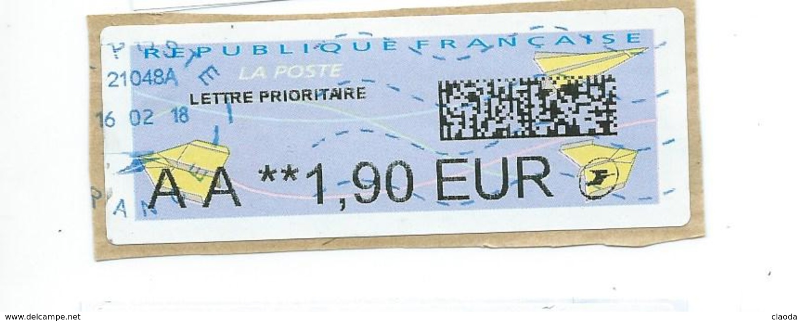 V 35 - NOUVELLE VIGNETTE QR - CODE DATAMATRIX - AA LETTRE PRIORITAIRE 1,90 € - Sonstige & Ohne Zuordnung