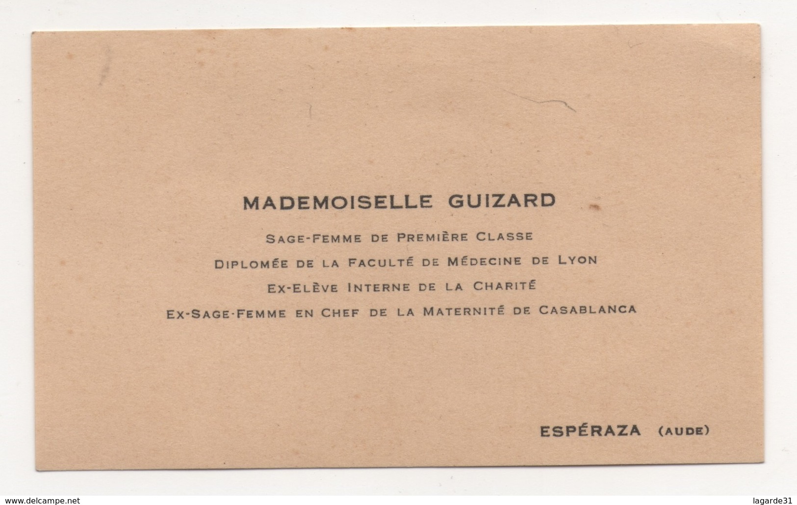 0206035 Carte De Visite GUIZARD Sage Femme De 1ere Classe Esperanza ( Aude ) - Visiting Cards