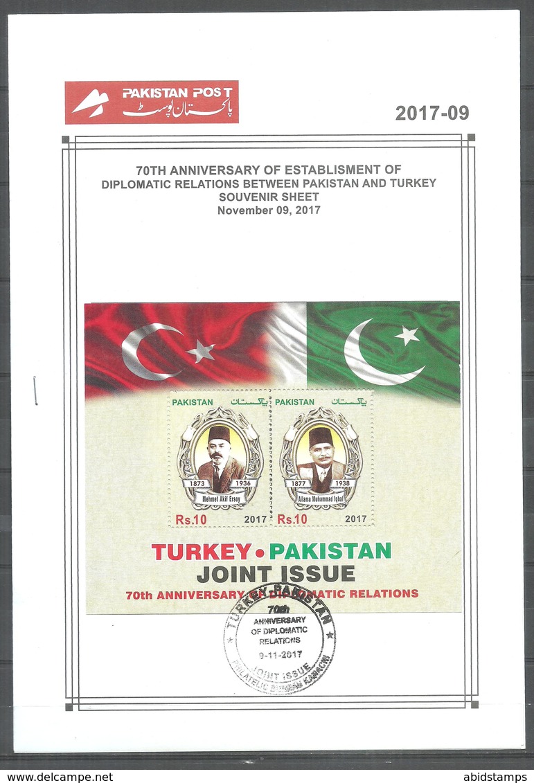 PAKISTAN 2017 BROCHURE WITH STAMP  DIPLOMATIC RELATION PAKISTAN AND TURKEY JOINT ISSUE - Pakistan