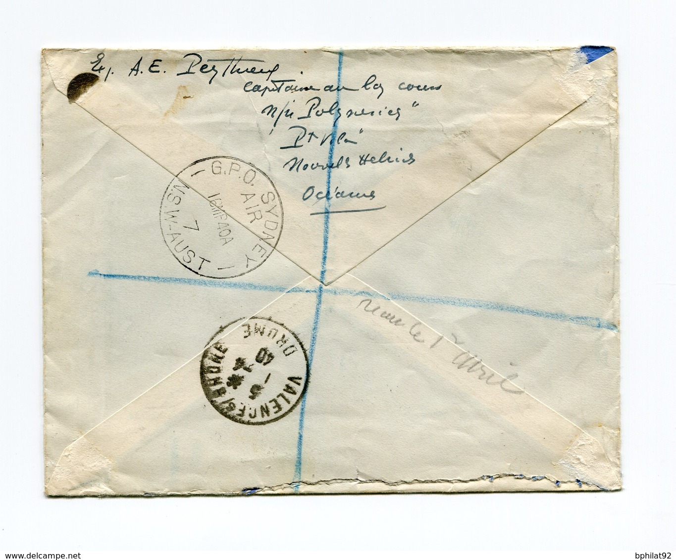 !!! PRIX FIXE : NOUVELLES HEBRIDES, LETTRE RECOMMANDEE PAR AVION DE PORT VILLA DU 6/3/1940 POUR VALENCE - Cartas & Documentos