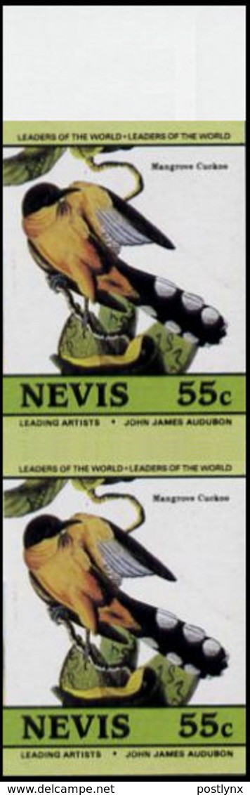 NEVIS 1985 Birds Audubon Mangrove Cuckoo 55c MARG.IMPERF PAIR - Cuco, Cuclillos