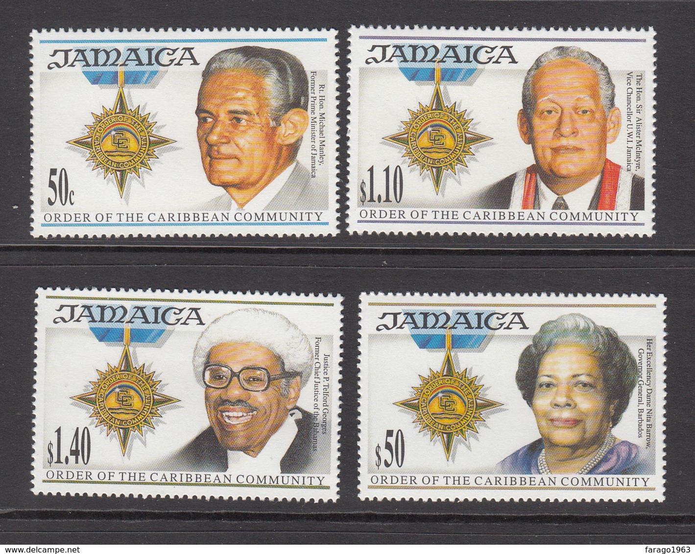 1995 Jamaica Order Of Caribbean Politicians    Complete Set Of 4 MNH - Jamaique (1962-...)