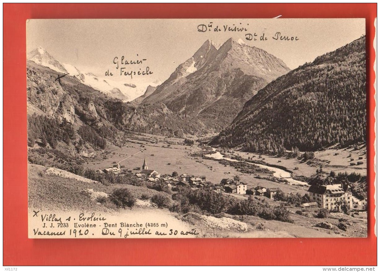 DA06-09 Hérens Villa Sur Evolène Glacier De Ferpècle,Veisivi Et Perroc. Mention : Vacances Juillet Et Aout 1920. Jullien - Evolène