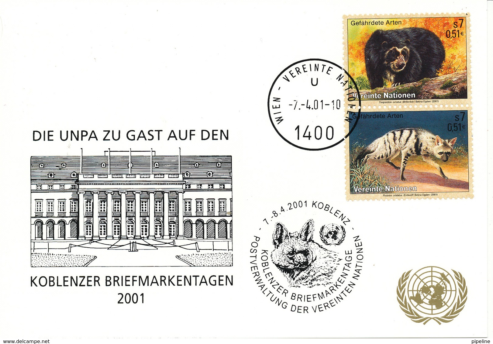 Austria UN Vienna Show Card Koblenz 7-8/4-2001 - Brieven En Documenten