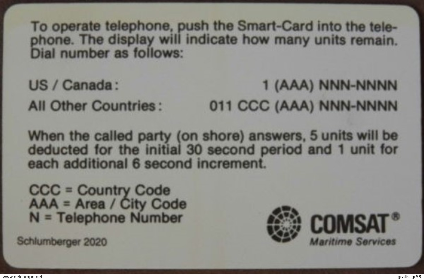 United States - Comsat Satellite Card (Schlumberger #2020), Chip SC6, 100units, Used - Cartes à Puce