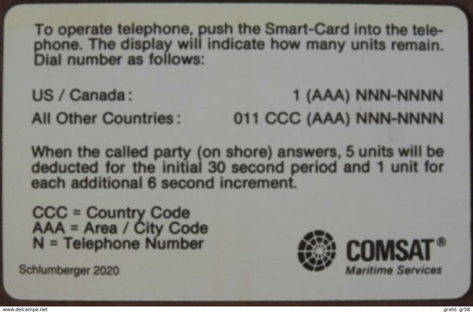 United States - Comsat Satellite Card (Schlumberger #2020), Chip SC6, 100units, Used - [2] Chip Cards