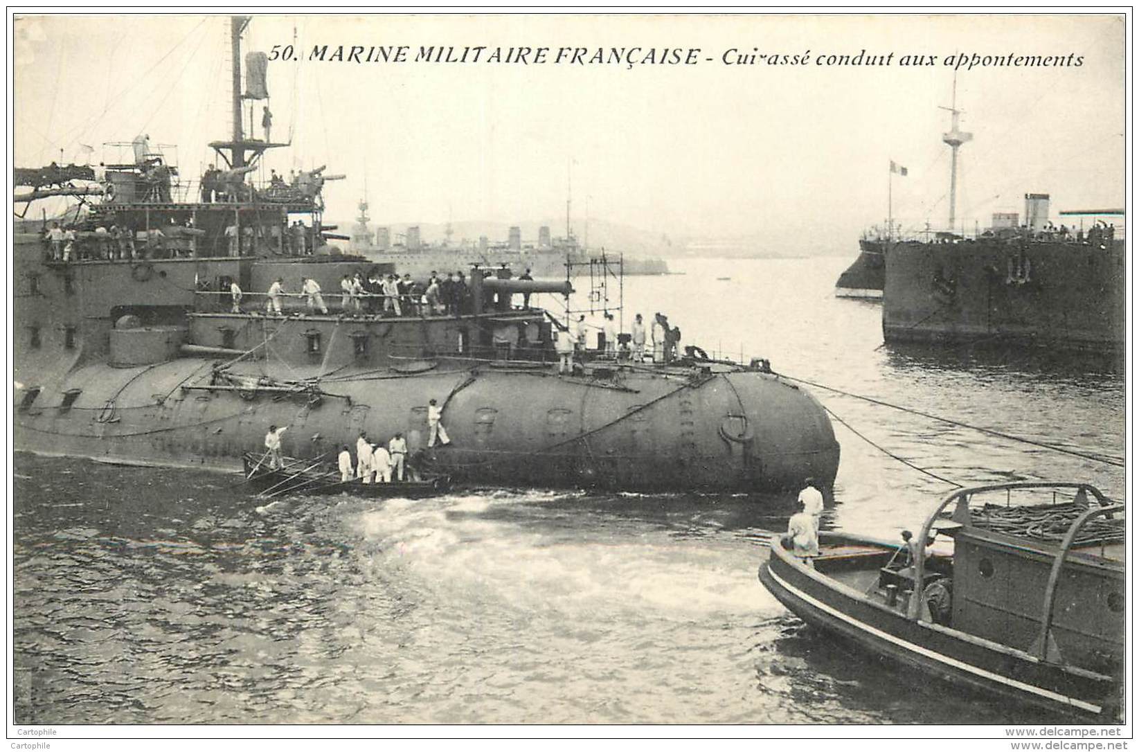 Bateau - Marine Militaire Francaise - Cuirasse Conduit Aux Appontements - Toulon (beau Plan) Edit Chanteperdrix 50 - Guerre