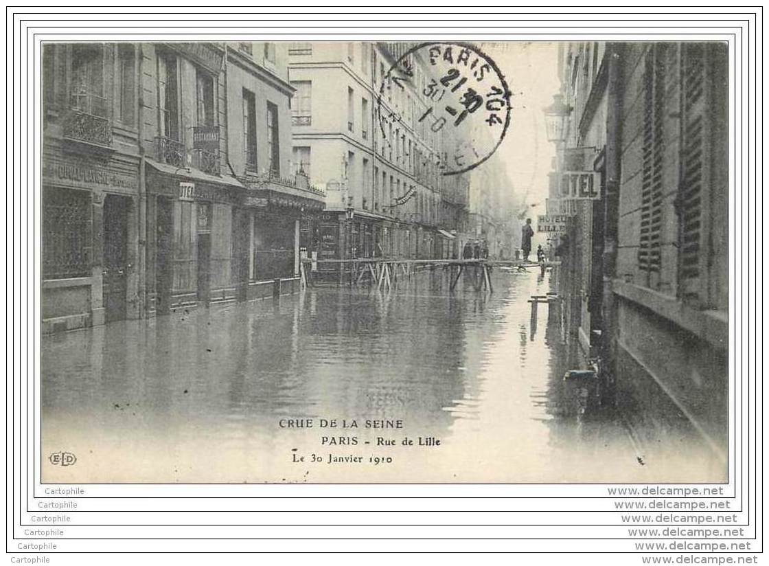 75007 - PARIS - Crue De La Seine 1910 - Rue De Lille ELD - Arrondissement: 07