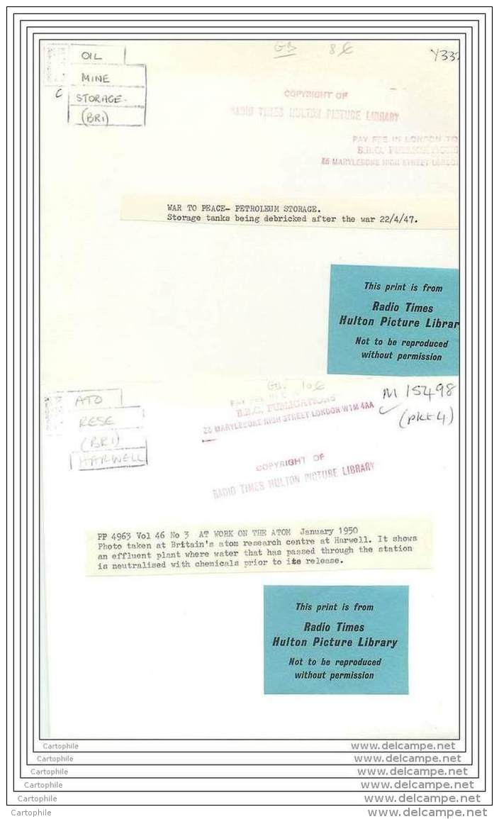 Press Photo - UK - Petroleum Storage After The War 1947 + Atom Research Centre At Harwell - Oil Petrol Refinery Mine - Orte