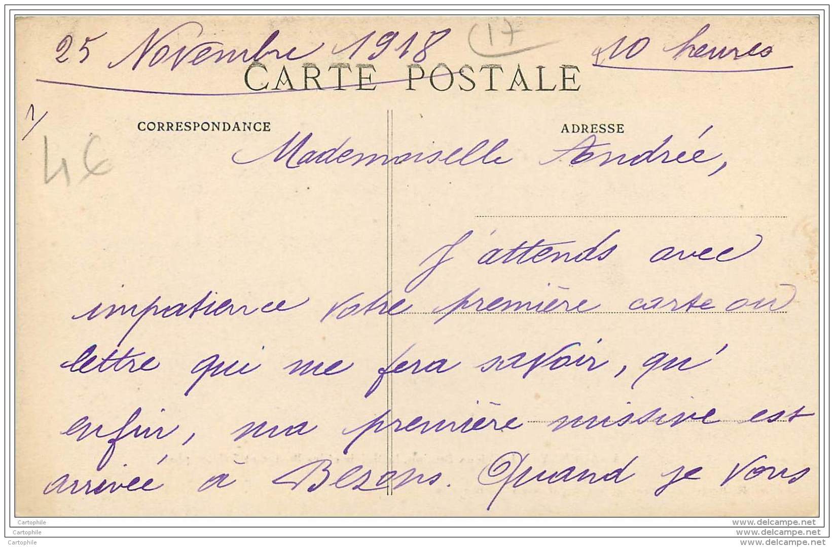 17 - AULNAY - Vieux Donjon, Mairie, Postes Et Telegraphes 1918 - Aulnay