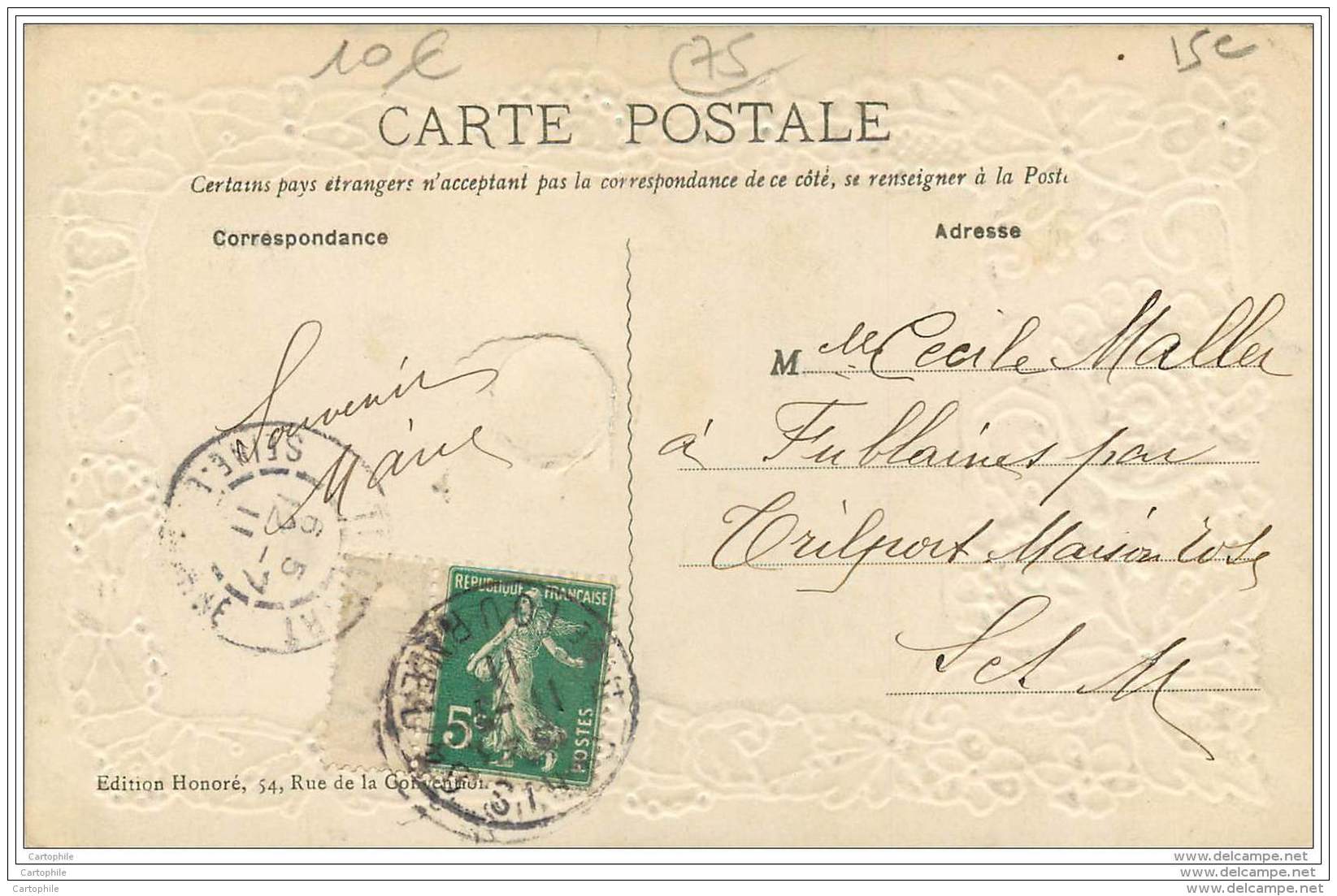 75015 - PARIS - Rue Du Commerce 1911 (contour Dentelle) Edit Honore - Arrondissement: 15