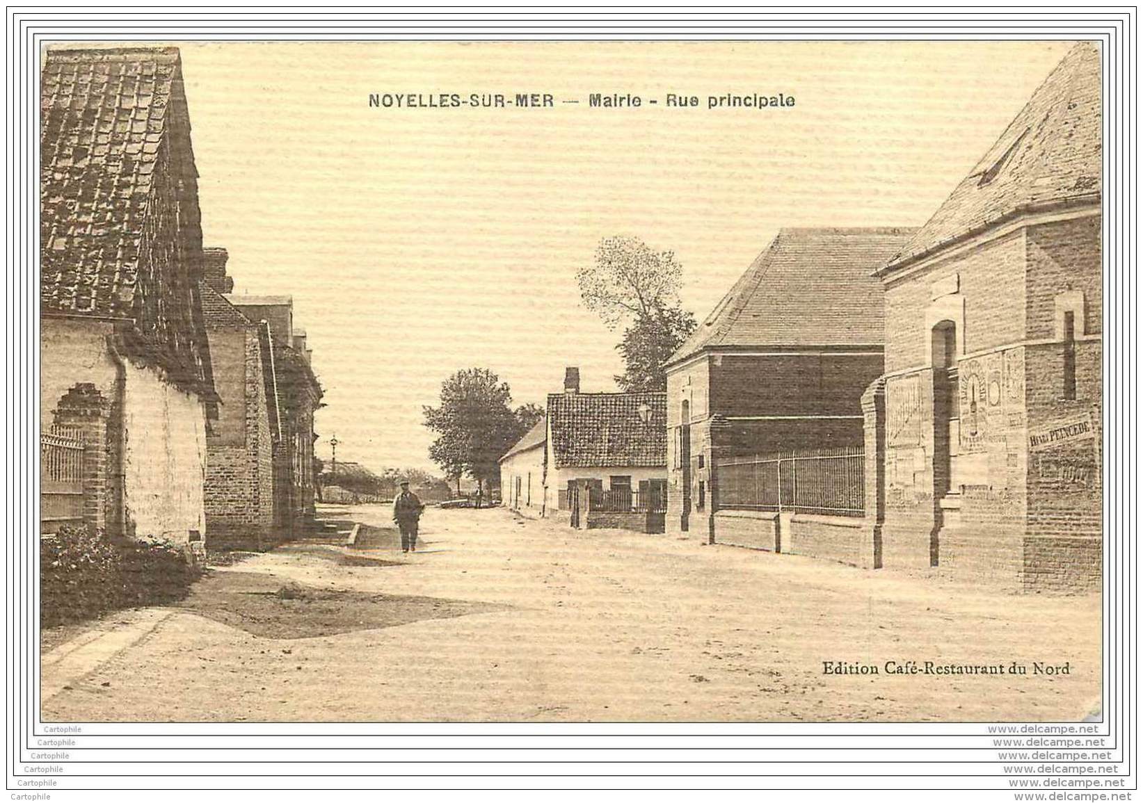 80 - NOYELLES SUR MER - Rue Principale - Telegraphie Militaire Cachet Bleu Special Peu Lisible Au Dos - Noyelles-sur-Mer