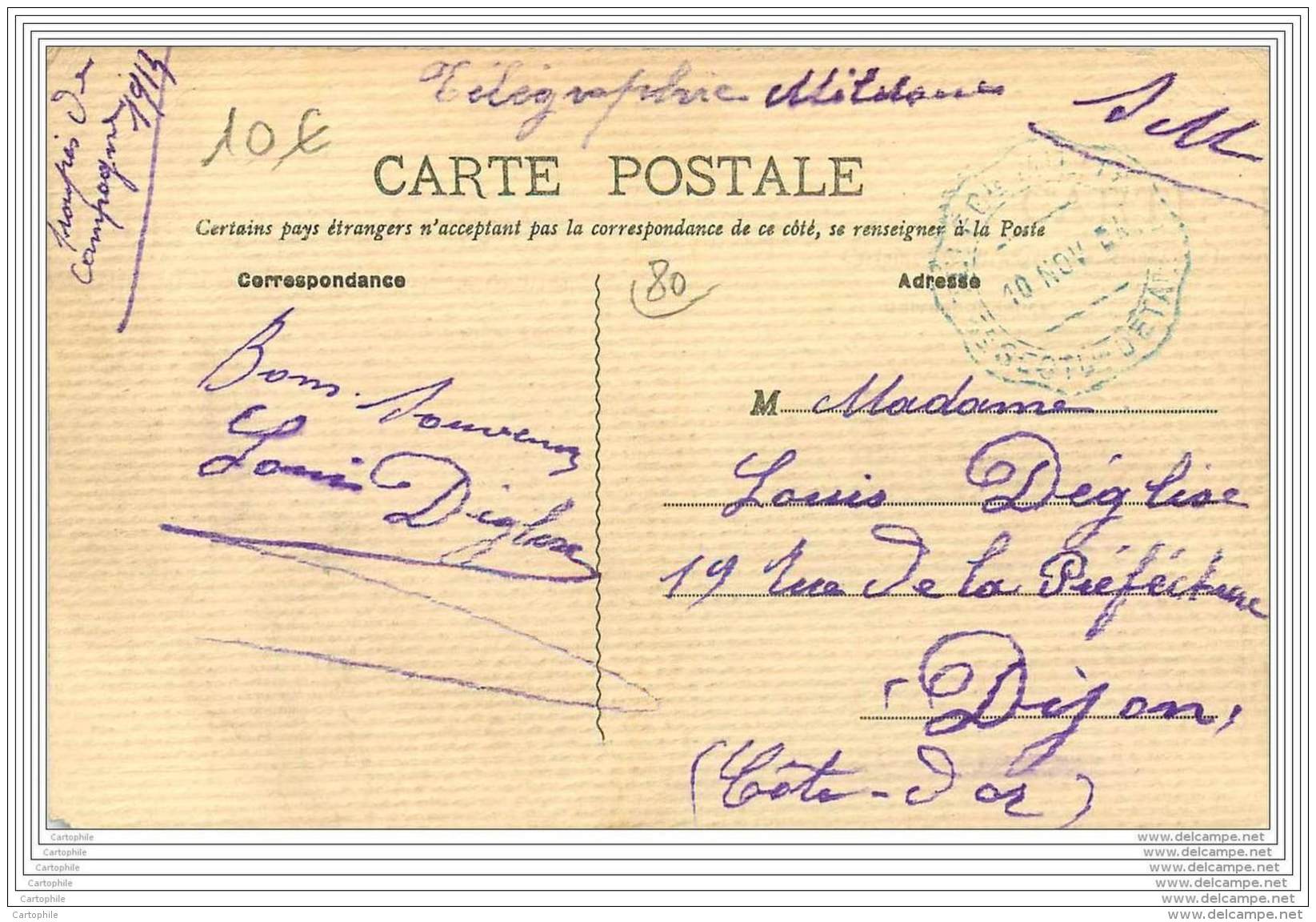 80 - NOYELLES SUR MER - Rue Principale - Telegraphie Militaire Cachet Bleu Special Peu Lisible Au Dos - Noyelles-sur-Mer