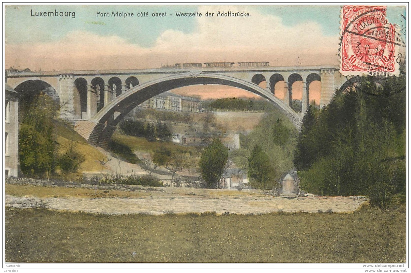 Luxembourg - Pont Adolphe Cote Ouest - Un Train Passe En 1910 - Luxembourg - Ville